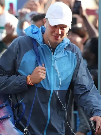 Erling Haaland 2026 Manchester City Blue Hooded Jacket