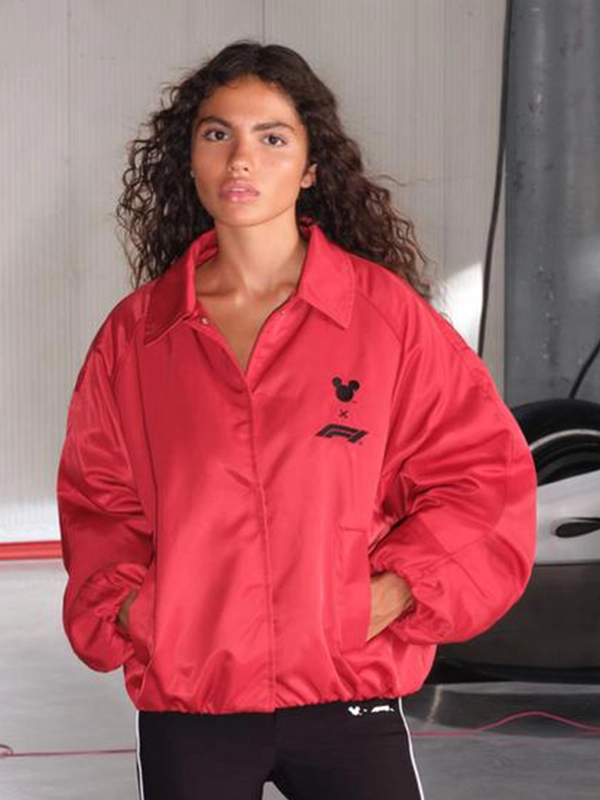 F1 x Disney 2026 Womens Red Puffer Full Snap Jacket F1 x Disney 2026 Womens Red Puffer Full Snap Jacket