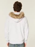 Hollister fur Grey hoodie mens