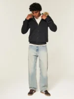 Hollister fur zip up hoodie mens