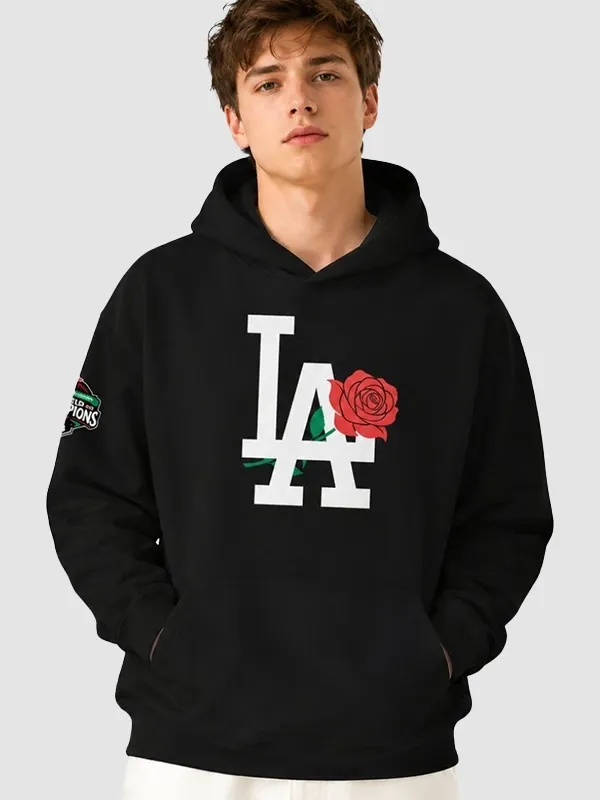 Los Angeles Dodgers 2026 Black Rose Date Night Hoodie Los Angeles Dodgers 2026 Black Rose Date Night Hoodie