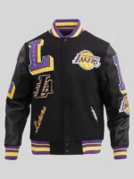 Los Angeles Lakers Logo Black Wool Varsity Bomber Jacket