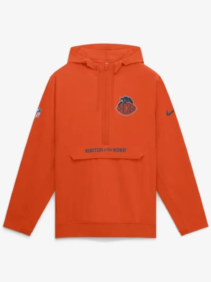 Men's Chicago Bears Nike Orange 2026 Rivalries Collection Sideline Anorak Half-Zip Jacket