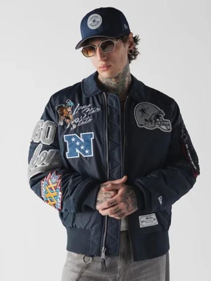 Men's Dallas Cowboys New Era x Alpha Industries Navy MA-1 Full-Zip Bomber Jacket