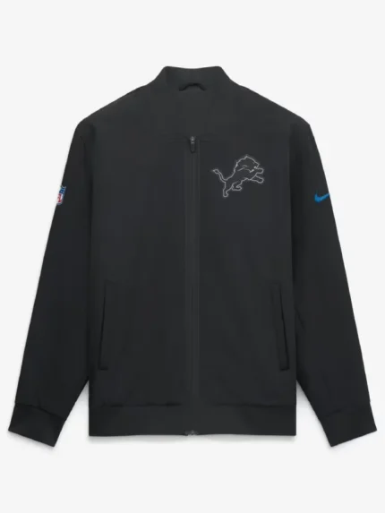 Men's Detroit Lions Nike Black 2026 Rivalries Collection Sideline Bomber Jacket