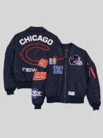 Men's New Era x Alpha Industries Navy Chicago Bears MA-1 Full-Zip Bomber Jacket