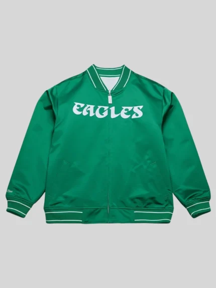 Philadelphia Eagles Kelly Green & White Reversible Satin Full-Zip Jacket