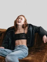 Sadie Sink Calvin Klein Fall-Winter 2026 Leather Jacket