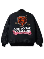 Unisex AntiSocialSocialClub x NFL Black Chicago Bears MA-1 Full-Zip Blossom Bomber Jacket